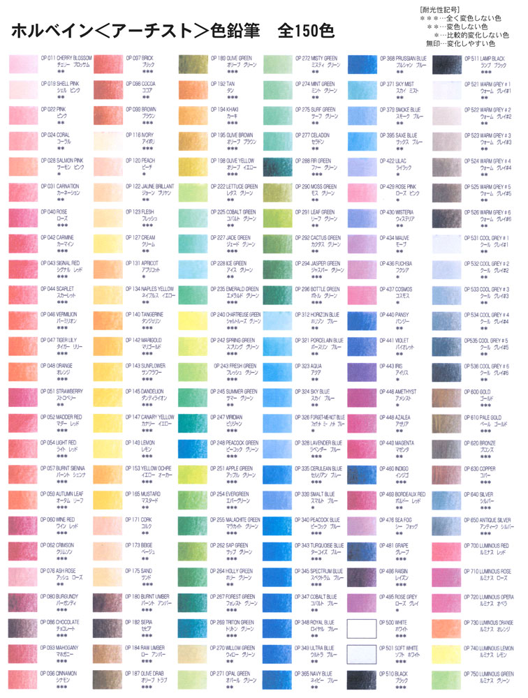 色鉛筆画　ぷりんページ ホルベインアーチスト色鉛筆]ミントグリーン OP274 | マルニ額縁画材店