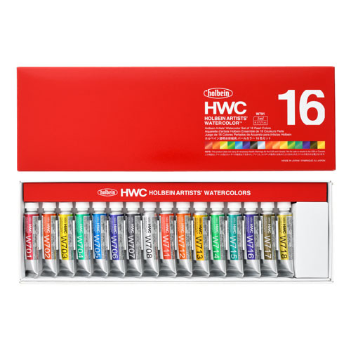[ホルベイン]透明水彩絵具 パールカラーズ 16色セット 5ml(2号チューブ) W791