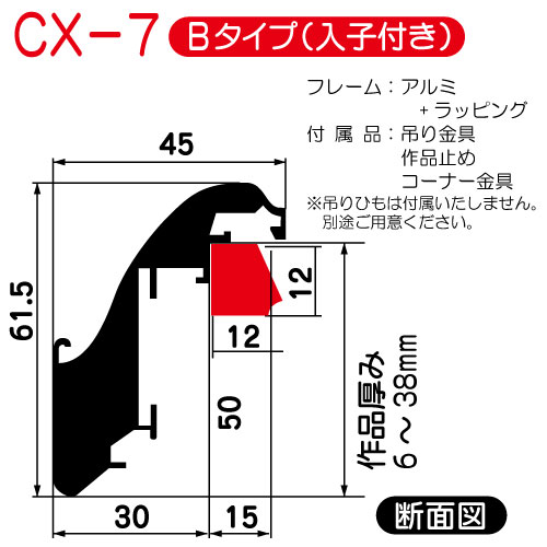 出展用仮額縁:CX-7(CX7)Bタイプ(WG:ウッドゴールド)　入子:ステン