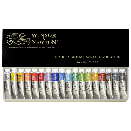 [W&N]水彩絵具プロフェッショナルウォーターカラー　18色セット(5mlチューブ)
