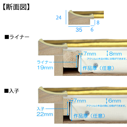 MRN-A5005-D(UVカットアクリル)　ゴールド【既製品サイズ】油彩額縁