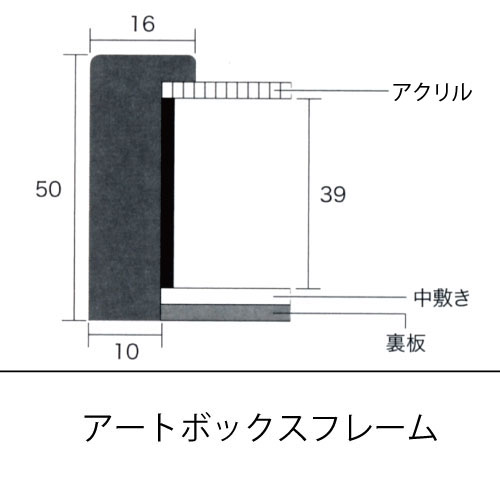デッサン額縁:アートボックスフレーム(アクリル)　フレーム高さ50mm(深さ39mm)
