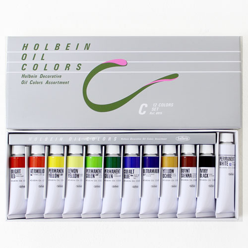 アウトレットオーダー holbein ホルベイン 油絵具セット 12色 木製ケース付き 画材